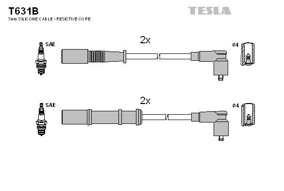 Комплект проводов зажигания   T631B   TESLA