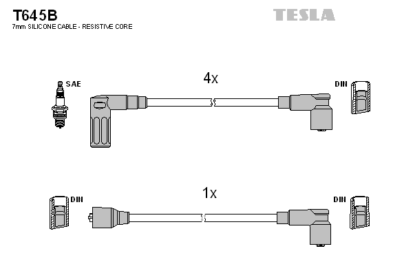Комплект проводів високої напруги   T645B   TESLA