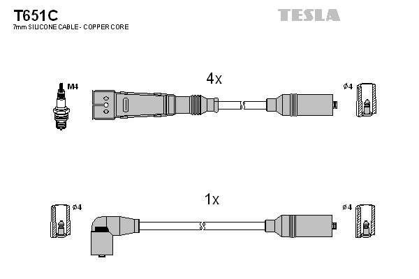 Комплект проводов зажигания   T651C   TESLA