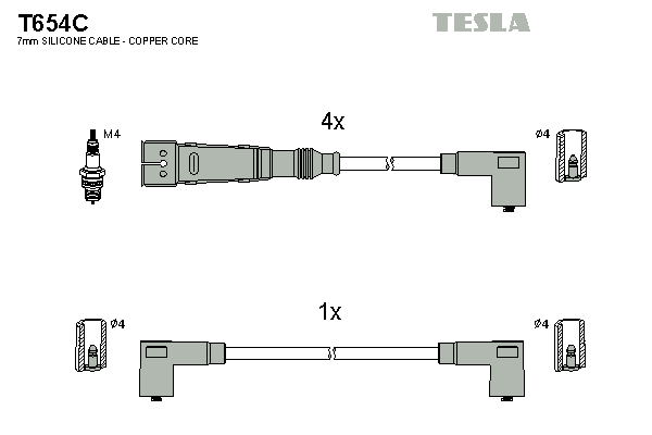Комплект проводов зажигания   T654C   TESLA