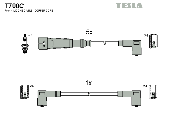 Комплект проводов зажигания   T700C   TESLA