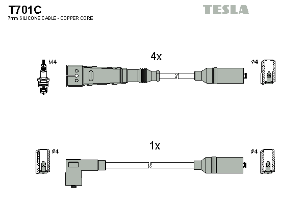 Комплект проводів високої напруги   T701C   TESLA