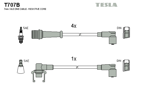 Комплект проводов зажигания   T707B   TESLA