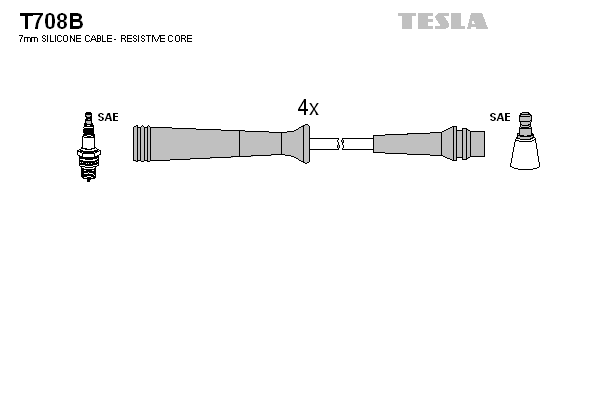 Комплект проводов зажигания   T708B   TESLA