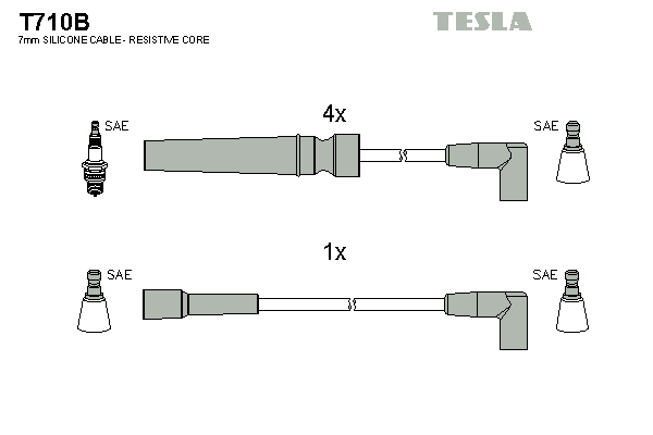 Комплект проводов зажигания   T710B   TESLA