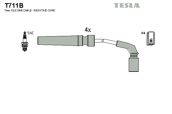 Комплект проводов зажигания   T711B   TESLA