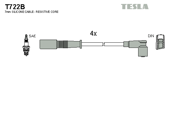 Комплект проводов зажигания   T722B   TESLA