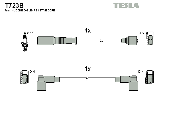 Комплект проводов зажигания   T723B   TESLA