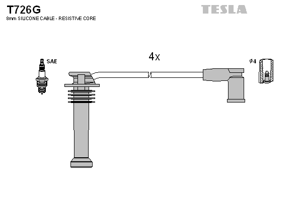 Комплект проводов зажигания   T726G   TESLA
