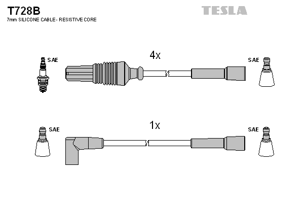 Комплект проводов зажигания   T728B   TESLA