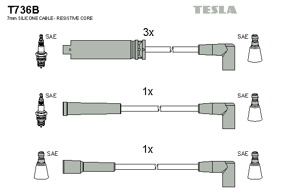 Комплект проводов зажигания   T736B   TESLA