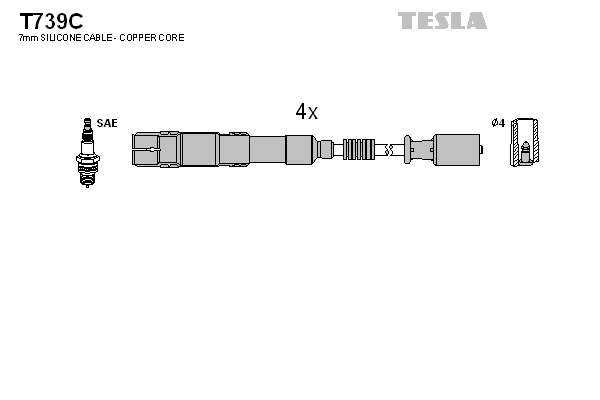 Комплект проводів високої напруги   T739C   TESLA