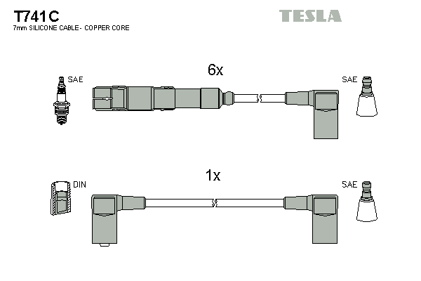 Комплект проводов зажигания   T741C   TESLA