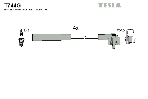 Комплект проводів високої напруги   T744G   TESLA