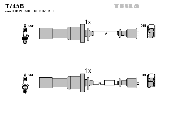 Комплект проводов зажигания   T745B   TESLA