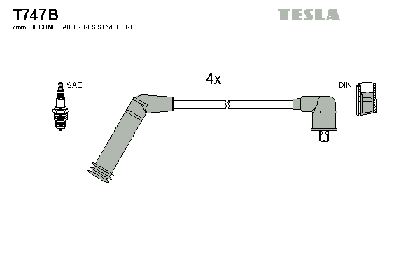 Комплект проводов зажигания   T747B   TESLA