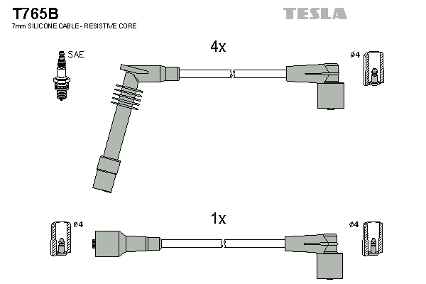 Комплект проводов зажигания   T765B   TESLA