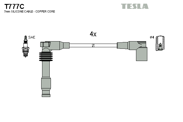 Комплект проводов зажигания   T777C   TESLA