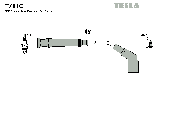 Комплект проводов зажигания   T781C   TESLA