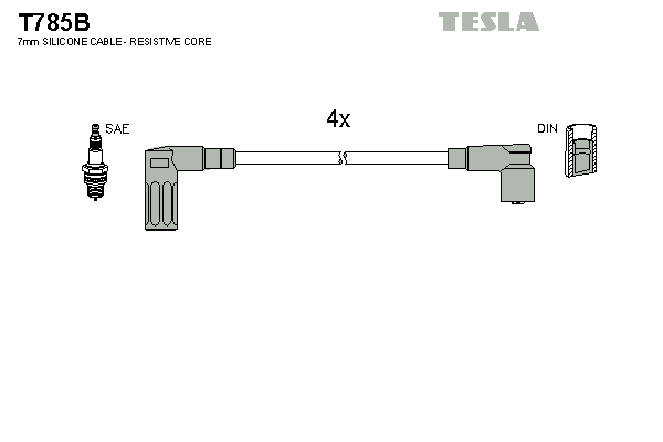 Комплект проводів високої напруги   T785B   TESLA