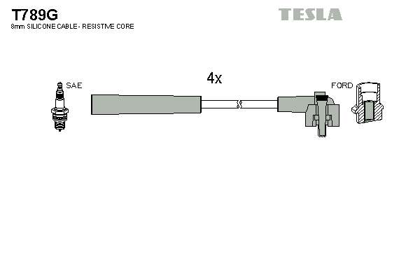 Комплект проводов зажигания   T789G   TESLA