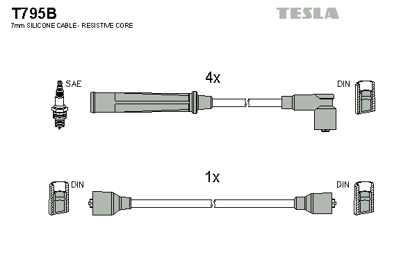 Комплект проводов зажигания   T795B   TESLA