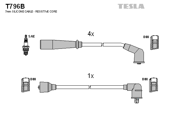Комплект проводов зажигания   T796B   TESLA