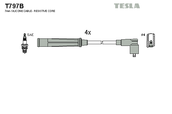 Комплект проводів високої напруги   T797B   TESLA