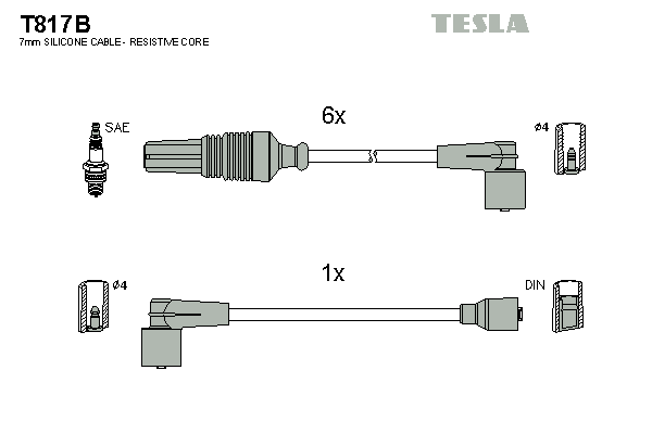 Комплект проводов зажигания   T817B   TESLA