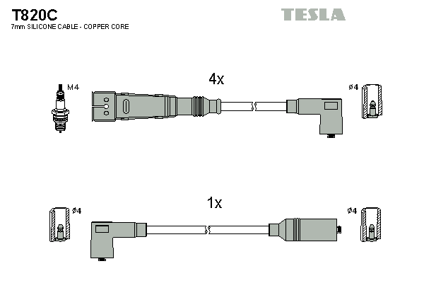 Комплект проводів високої напруги   T820C   TESLA