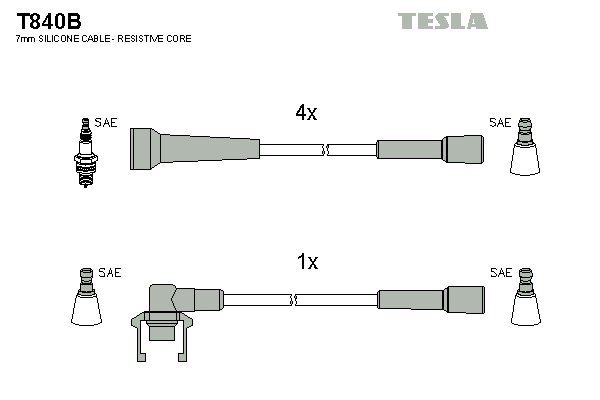 Комплект проводов зажигания   T840B   TESLA