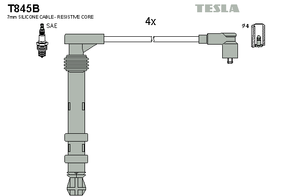 Комплект проводов зажигания   T845B   TESLA