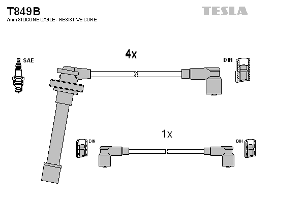 Комплект проводов зажигания   T849B   TESLA