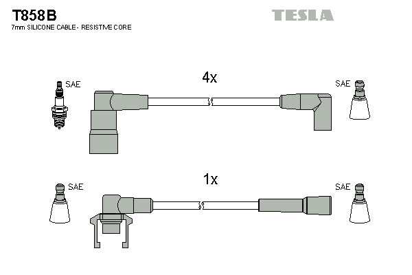 Комплект проводів високої напруги   T858B   TESLA