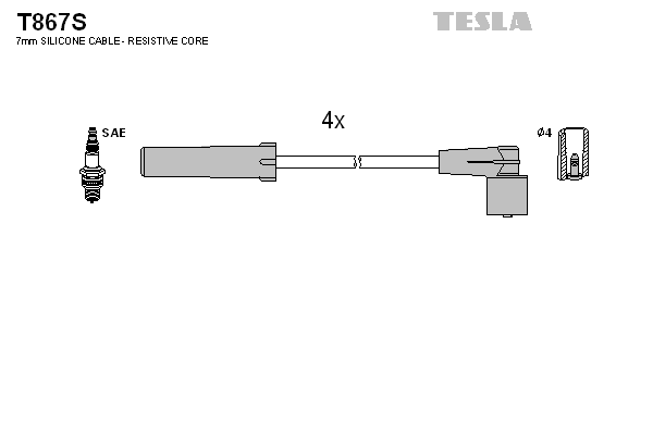 Комплект проводов зажигания   T867S   TESLA