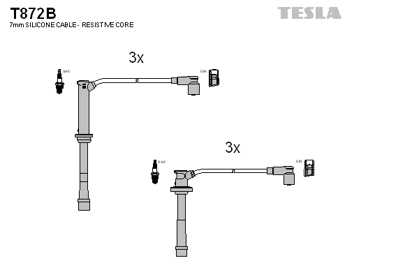 Комплект проводов зажигания   T872B   TESLA