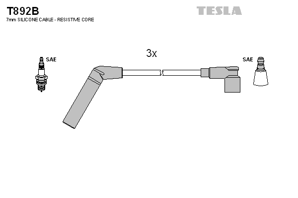 Комплект проводов зажигания   T892B   TESLA
