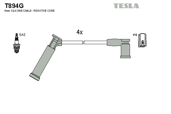 Комплект проводов зажигания   T894G   TESLA