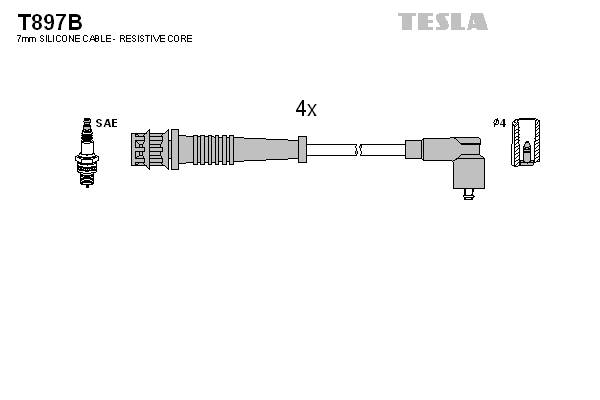 Комплект проводів високої напруги   T897B   TESLA