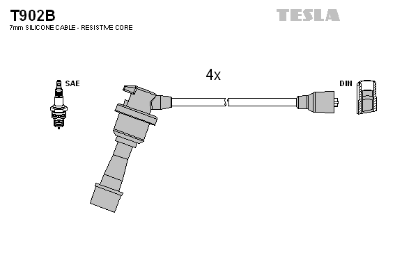 Комплект проводов зажигания   T902B   TESLA
