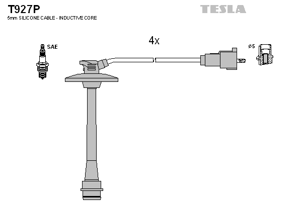 Комплект проводів високої напруги   T927P   TESLA