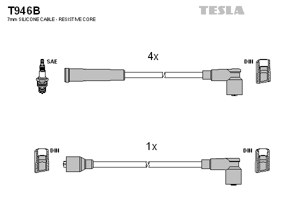 Комплект проводів високої напруги   T946B   TESLA