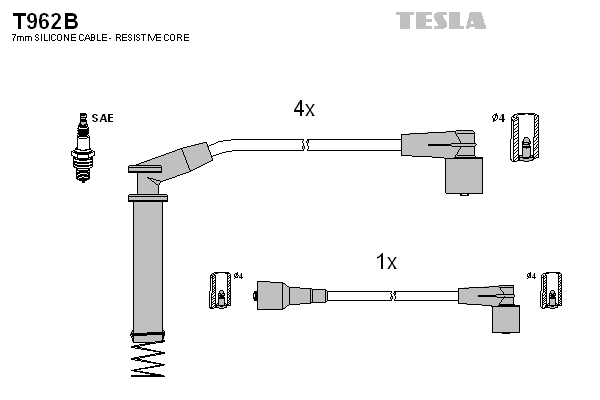 Комплект проводов зажигания   T962B   TESLA