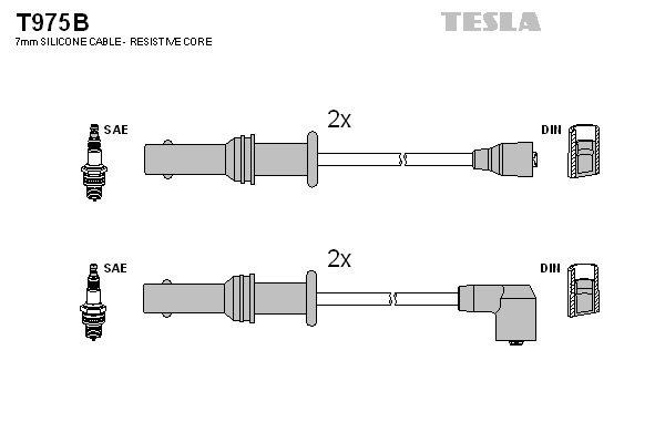 Комплект проводов зажигания   T975B   TESLA