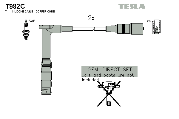 Комплект проводов зажигания   T982C   TESLA