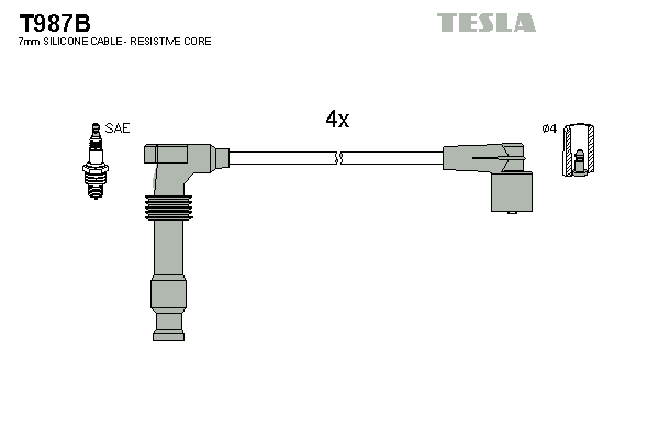 Комплект проводов зажигания   T987B   TESLA