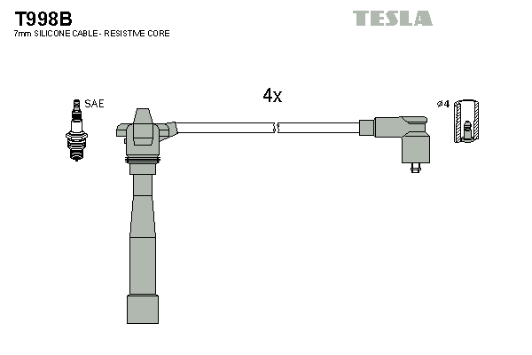 Комплект проводов зажигания   T998B   TESLA
