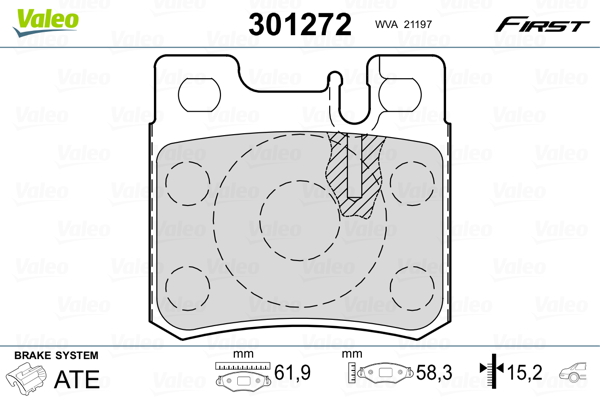 Комплект тормозных колодок, дисковый тормоз   301272   VALEO