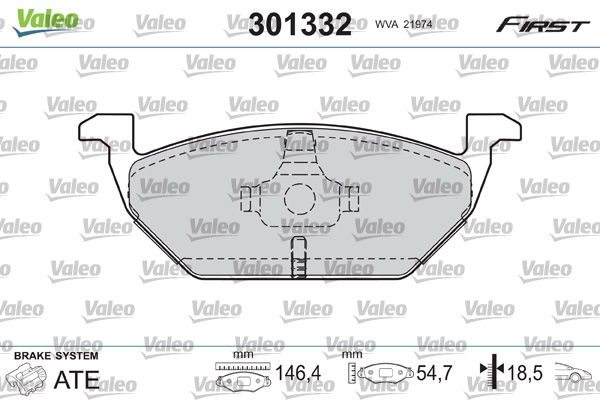 Комплект тормозных колодок, дисковый тормоз   301332   VALEO
