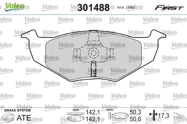 Комплект тормозных колодок, дисковый тормоз   301488   VALEO